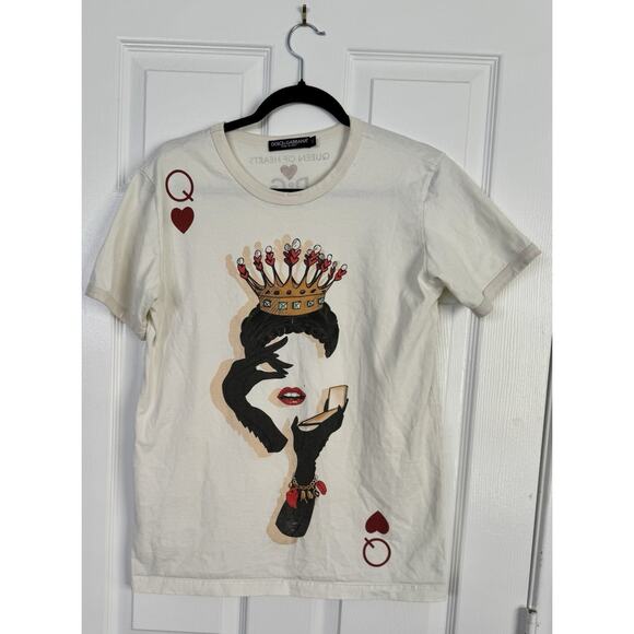 Men's Dolce & Gabbana 2018 Queen Heart Graphic Print T-Shirt Size: 40 /Large - Picture 1 of 5